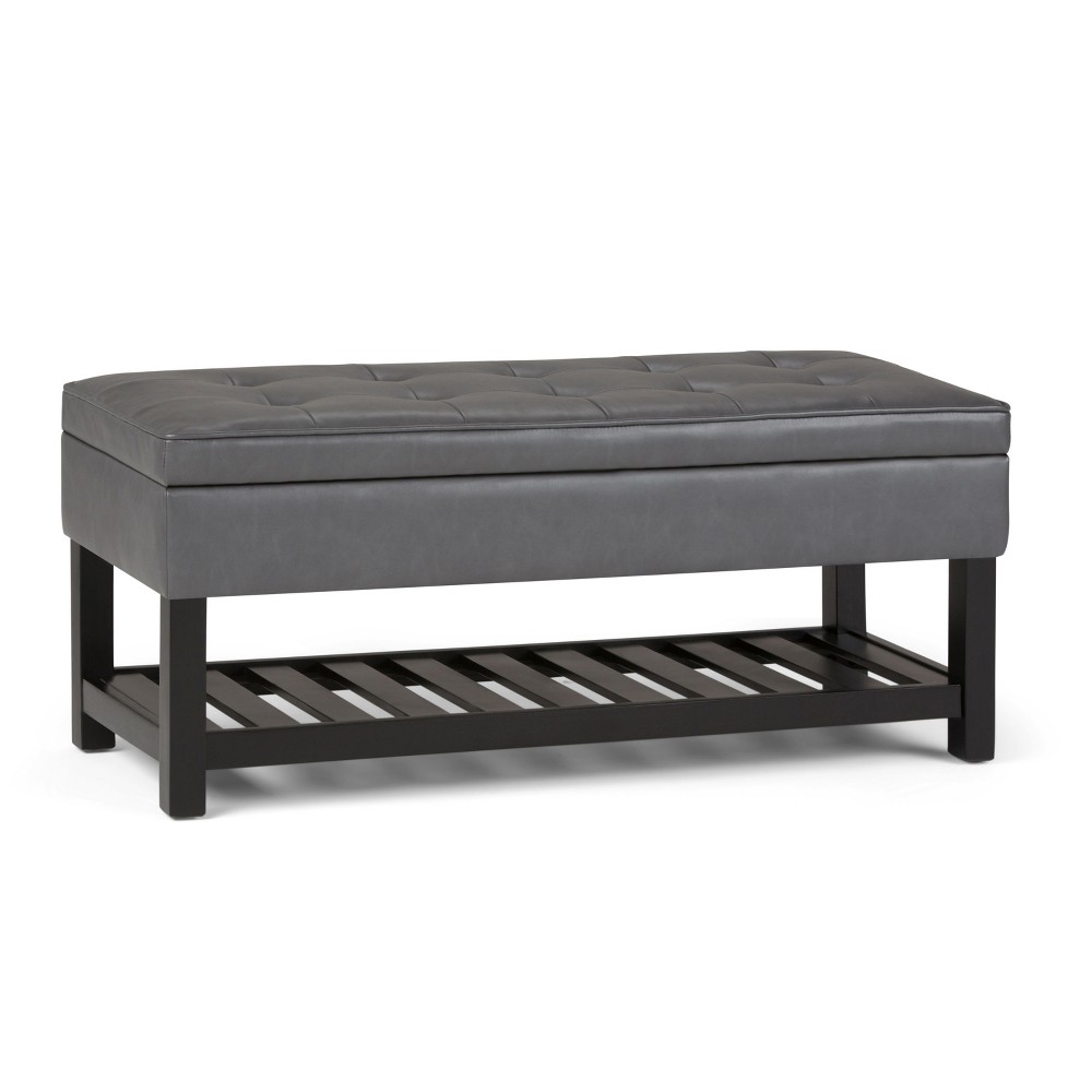 Photos - Pouffe / Bench 44" Essex Storage Ottoman Benches with Open Bottom Stone Gray/Faux Leather
