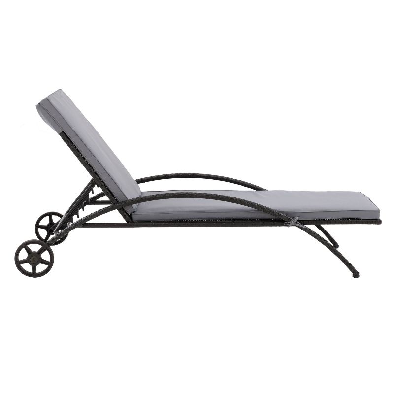 Patio Sun Lounger with Cushions - Black/Gray - CorLiving, 5 of 11