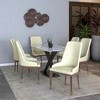 LeisureMod Modern Dining Chair Upholstered in Leather with Brown Rubberwood Legs Accent Kitchen Room Side Chairs Viva Series - 2 of 4