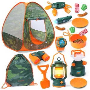 Hearth & Harbor Kids Camping Play Set - 17PC Kids Camping Set with Pop Up Tent, Campfire & Camping Toys - Kids Adventure Kit for Christmas - 1 of 4