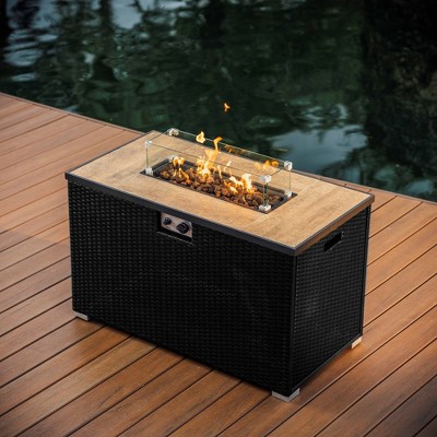 Nestl 43" Fire Pit Table with Glass Shield