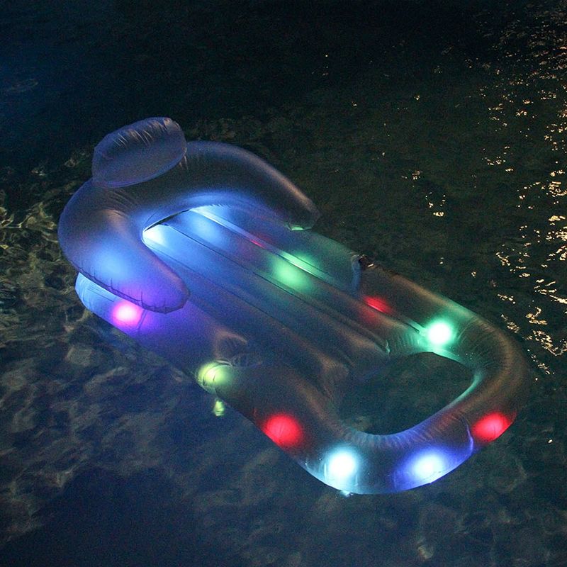 Pool Central 60.25" Inflatable Blue Swimming Pool Multi Color LED Lighted Lounger, 3 of 6