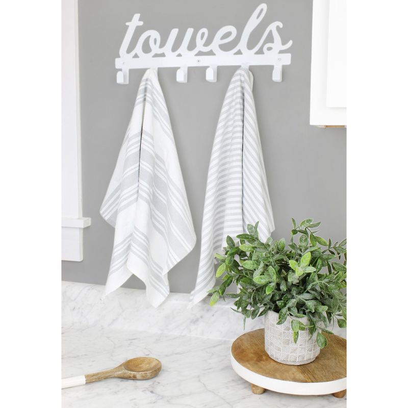 AuldHome Design White Towel Hanger w/6 Hooks; Farmhouse Style Towel Hanger Hooks for Wall / Door mounted, 5 of 9