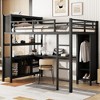 Lycvki Metal Loft Bed with Wardrobe and L-shaped Desk for Kids Teens Adults - 3 of 4