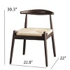 FONTOI Woven Accent Stools Set of 2, Armchair Upholstered Chair with Wood Legs for Kitchen Living Room, Brown&White, 22"*22.8"*30.3" - 3 of 4