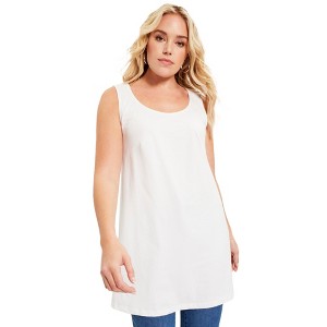 June + Vie by Roaman's Women's Plus Size Scoopneck One + Only Tunic Tank - 1 of 4