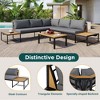 4-Piece Outdoor Patio Iron Sectional Sofa Set with Coffee Table and Side Storage Shelf - 4 of 4