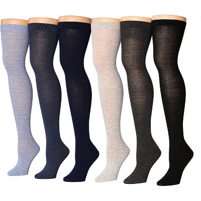 Isadora Paccini Womens 6 Pack Neutral Colorful Tones Over The Knee High Socks