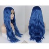 Unique Bargains Women's Halloween Long Fluffy Curly Wavy Lace Front Wigs with Wig Cap 24" Blue 1PC - image 3 of 4