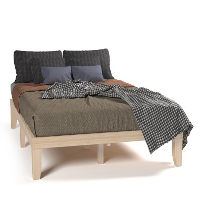 Natural Finish Full Size Wooden Bed Frame with Slats