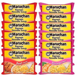 Maruchan Ramen Instant Noodle Soup Variety, 2 Flavors - 6 Packs Beef & 6 Packs Shrimp, 3 Ounce Single Servings - 1 of 1