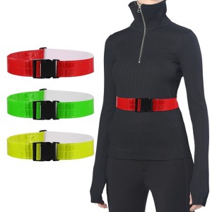 Unique Bargains Adjustable High Visibility Running Reflective Belt for Motorcycling Cycling 3 Pcs Yellow Red Green - 1 of 4