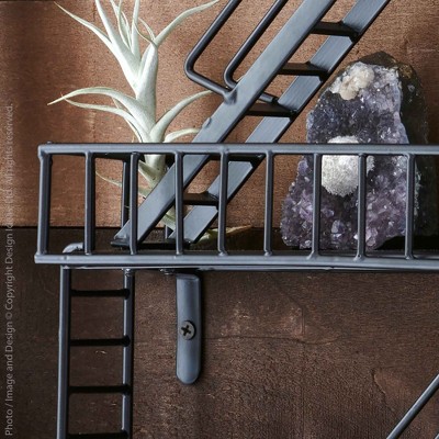 Black Steel 3-Tier Fire Escape Wall Shelf