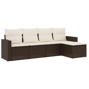 vidaXL Garden Sofa Set Brown, Cream White - 1 of 4