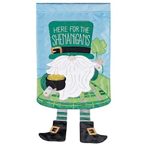 Dicksons Magnolia Garden Here For The Shenanigans Gnome St. Patrick's Day Shamrock Green 18 x 13 Polyester Crazy Legs Outdoor Garden Flag - 1 of 2
