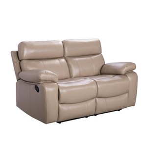 Cameron Leather Reclining Loveseat Beige - Abbyson Living