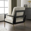PDTEND Modern Low Back White Upholstered Accent Armchair with Gold Metal Legs & Rubberwood Frame, for Living Room & Balcony - 3 of 4