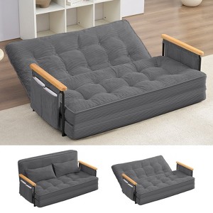 Mjkone Muti-Functional Folding Floor Sofa Bed,3-Seater/2-Seater/1-Seater Lazy Futon Sofa with Pillows,6 Position Adjustable Backrest - 1 of 4