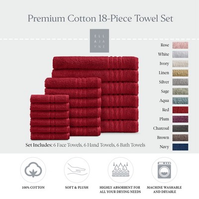 Ella Jayne Luxury 18 Piece Bath Towels Set – Ultra Plush & Absorbent 100% Premium Cotton Towels – Soft, Quick-Dry Bath Towels for Hands, Face & Body
