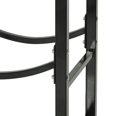 Sunnydaze Black Steel 32" Indoor/Outdoor Firewood Log Rack with Hooks