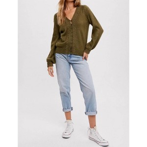Women's LACE TRIM BUTTON UP PULLOVER - BluIvy - 1 of 4