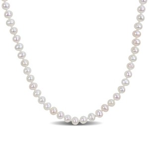 EVERLY JEWELRY | 10k Yellow Gold 3-4mm White Cultured Freshwater Pearl Necklace, 16 inc - 1 of 4