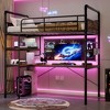 Twin Loft Bed w/ l-Shaped Desk, Metal Bunk Bed Frame with Storage, Vintage/Black, Space Saving Design - 2 of 4