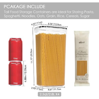 Vtopmart 4 PCS 2.8L Black Airtight Food Storage Containers with Lids, Kitchen Canisters for Spaghetti, Flour, Sugar and Noodles — фото 3