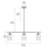 YANSUN 3-Light Chrome Kitchen Island Linear Pendant with Clear Glass Shades - 2 of 4