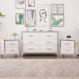 Okak Elegant High Gloss 6-Drawer Bedroom Dressers with Metal Handle, Mirrored Storage Cabinet,Chest of Drawers for Living Room,Entryway - 1 of 4
