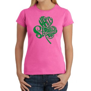 LA Pop Art Women's Word Art T-Shirt - St. Patrick's Day Shamrock - 1 of 4