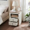 KWPZQEB Modern Nightstand with Storage, Farmhouse End Table with Storage Shelf, Wooden Side Table for Bedroom, Living Room - White - 2 of 4