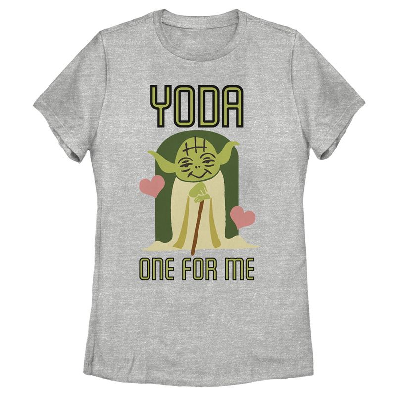 Women's Star Wars Valentine's Day Yoda One for Me T-Shirt, 1 of 5