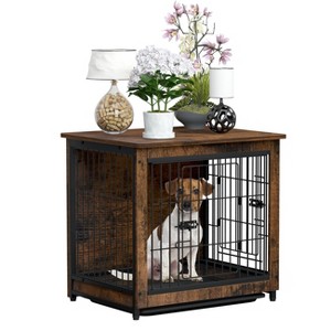 Artloge Large Modern Furniture Dog Crate Wooden Kennel Heavy Duty Cage Spacious Dog Crate End Table Pet Furniture with Double Doors & Removable Tray - 1 of 4