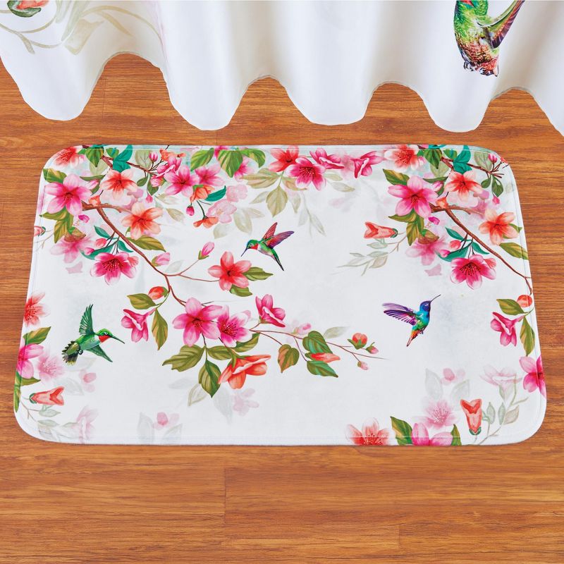 Collections Etc Vibrant Hummingbird Floral Cushioned Skid-Resistant Bath Mat 20X30, 2 of 3