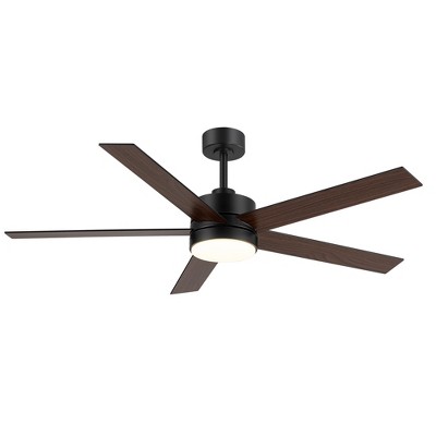 Airsurfer 56" Ceiling Fan with Light, Modern 5-Blade Black Fan, Quiet Reversible Motor, Remote Control, for Bedroom or Living Room