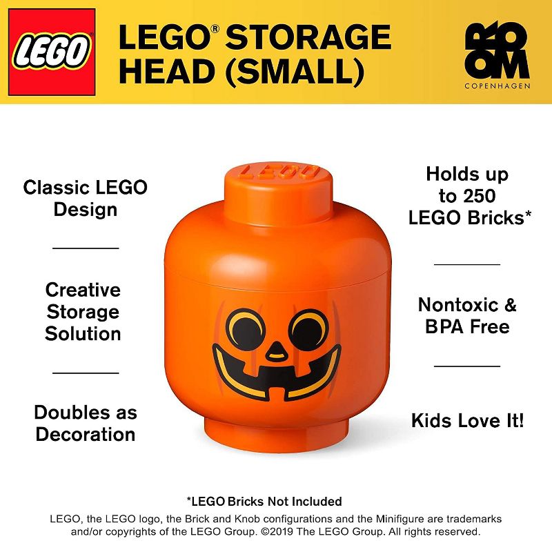 Room Copenhagen LEGO Small Storage Head | Pumpkin | Orange, 3 of 4
