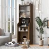 Gulches Mid-Century Modern Walnut Vintage Multi-use Cabinet With Cat scratcher Bed cat friendly furniture - 2 of 4