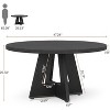 Gulches 47" Round Farmhouse Dining Table, Black Engineered Wood Top & Pedestal Base, Seats 4-6 People, Compact Design - 3 of 4