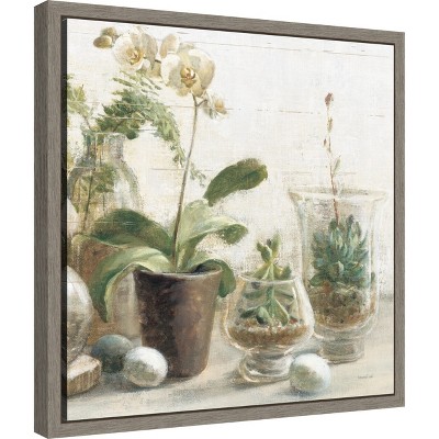 Greenhouse Orchids and Succulents Rustic Canvas Wall Art
