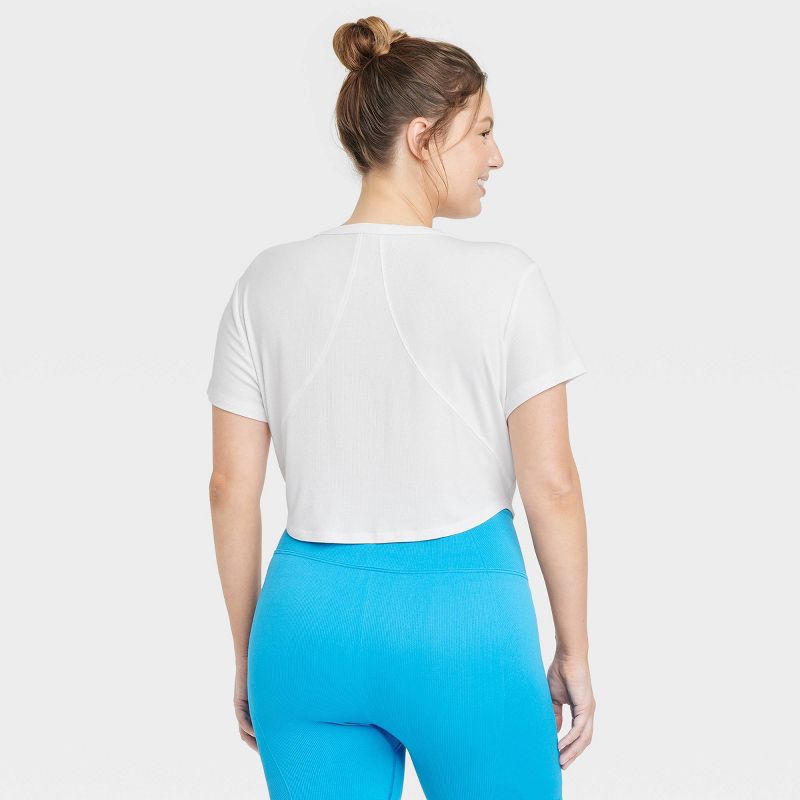 Women's Modal Rib Cropped Short Sleeve Shirt - All In Motion™, 4 of 6