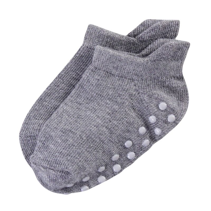 Touched by Nature Baby and Toddler Boy Organic Cotton Socks with Non-Skid Gripper for Fall Resistance, Solid Blue Black, 5 of 11