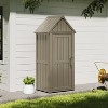 Lockable Outdoor Storage Shed, Waterproof & Heavy-Duty Resin Garden Tool Cabinet, Weather-Resistant for Secure Patio, Backyard, and Garage Use - Grey - 3 of 4