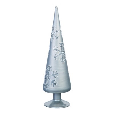 Transpac Glass 9 in. Silver Christmas Snowflake Cone Tree Decor