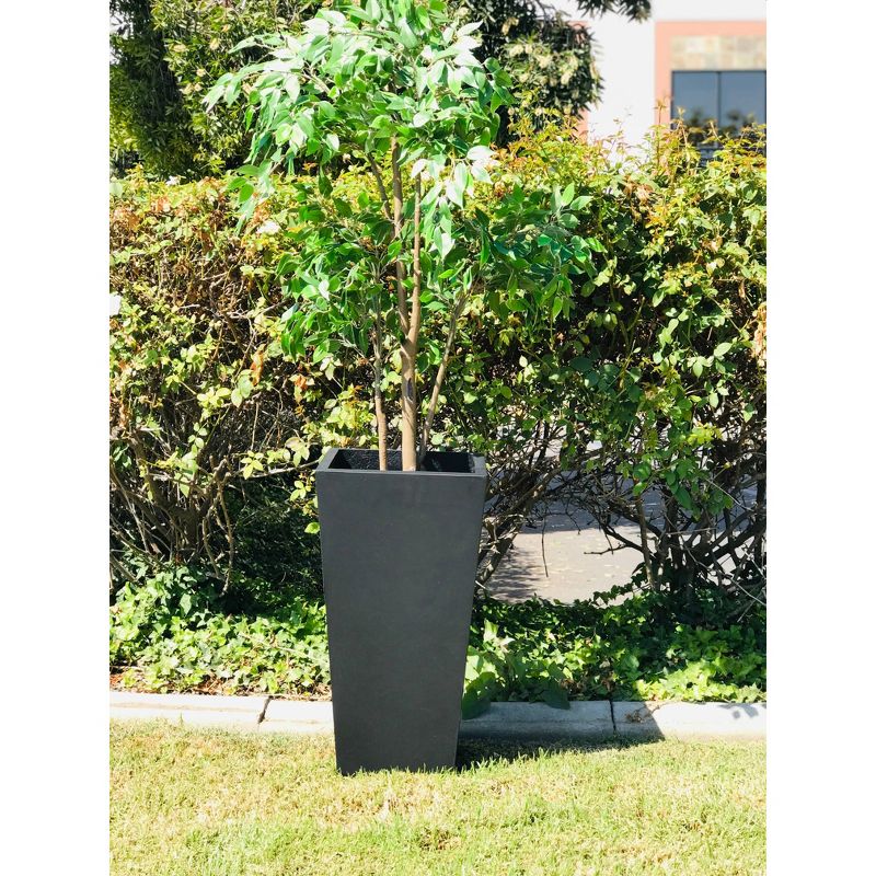 28&#34; Kante Lightweight Concrete Modern Tapered Tall Square Outdoor Planter Black - Rosemead Home &#38; Garden, Inc, 3 of 10