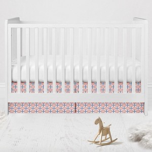  Bacati - Olivia Dots/Cross Coral/Navy Crib/Toddler Bed Skirt - 1 of 3