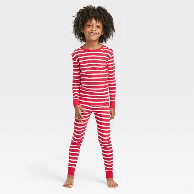 Kids' Striped 100% Cotton Tight Fit Matching Family Pajama Set - Red