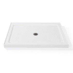 COZONY Non-Slip Shower Base, Center Drain Fiberglass Pan with Stainless Steel Drain - 1 of 4