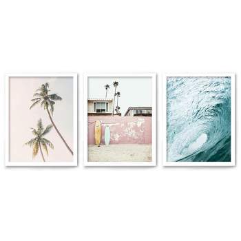 Americanflat Coastal Botanical (Set Of 3) Triptych Wall Art Beachy Breeze By Sisi And Seb - Set Of 3 Framed Prints