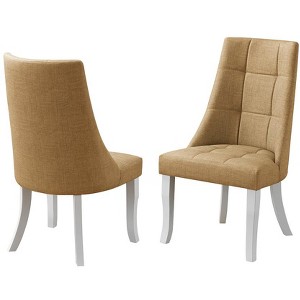 Kings Brand Furniture Milan Vinyl Upholstery Kitchen Dinette Dining Room Side Chairs, Set of 2, Yellow/White - 1 of 4